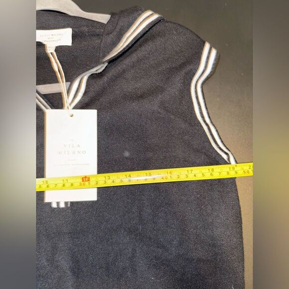 La Vila Milano Black & White Nautical Style Gold Button Top Size Medium NWT - Picture 7 of 8